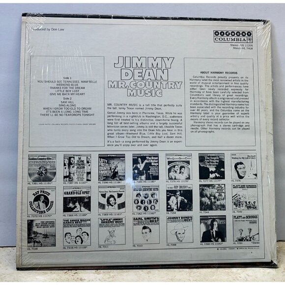 Jimmy Dean Mr Country Music Vinyl LP Country Harmony Columbia HS 11208 In Shrink - Picture 5 of 6